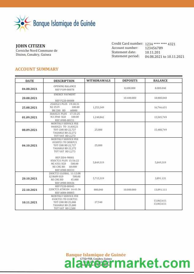 Guinea Banque Islamique de Guinee statement